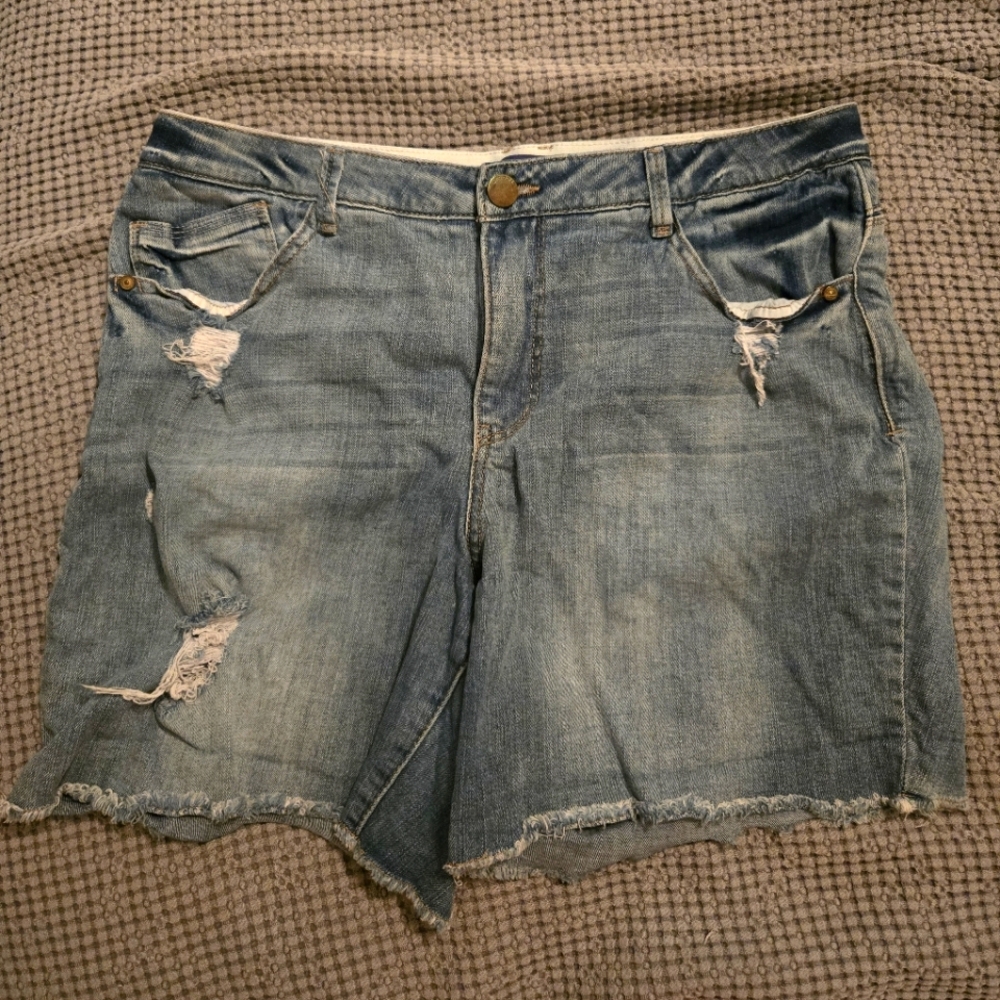 Democracy Blue Jean Shorts Distressed Cut-Off